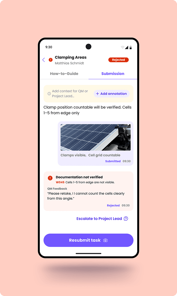 Clear rejection reason